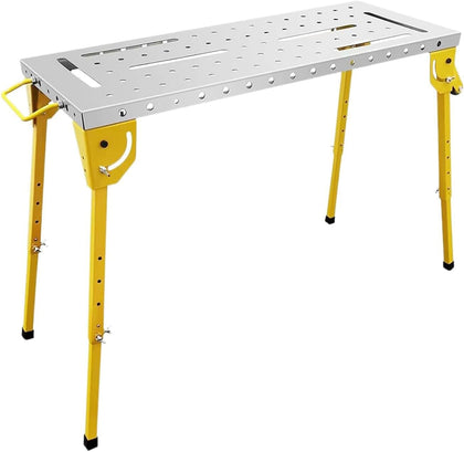 Welding Table 46x18 Inch - Welding Workbench Table 1000Lbs Load Capacity Steel on Wheels, Work Bench Adjustable