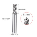 uxcell High Speed Steel HSS-AL 4 Flute Straight End Mill Cutter CNC Router Bits, 9 x 10 x 22mm