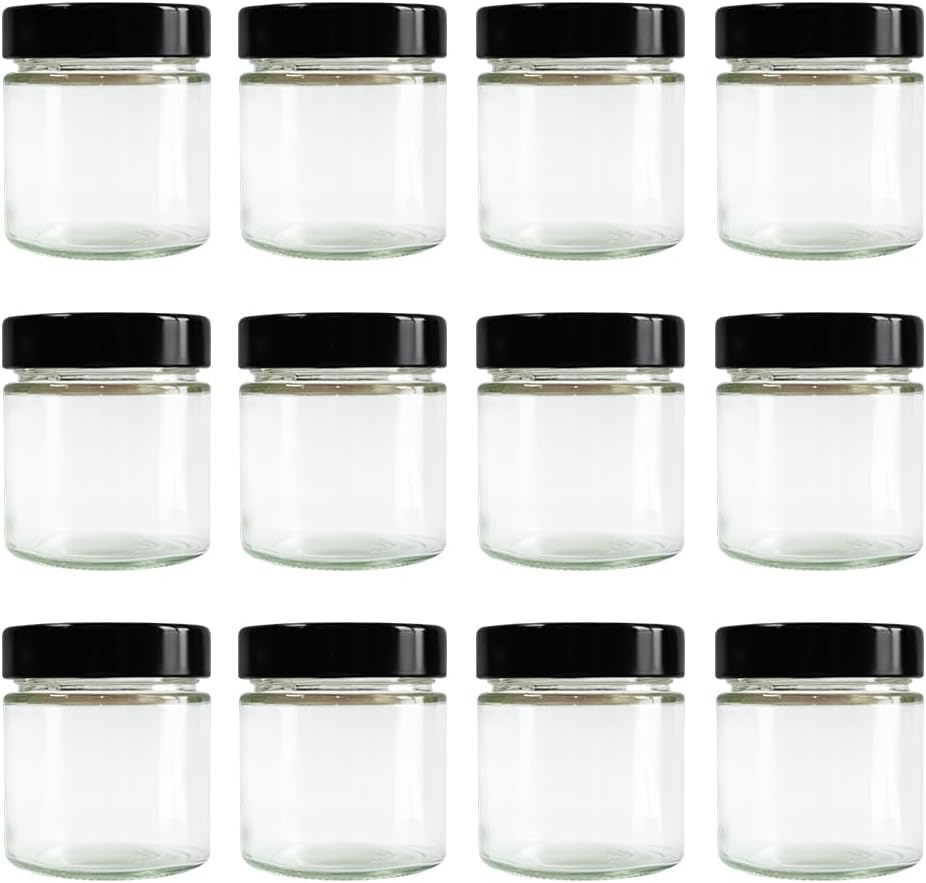8oz Extra Deep Lug Glass Jar with Silver Lids, pack of 12, Honey, Peanut Butter, Pasta Sauce, Hot Sauce, Candy, Sugar