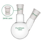 Glass Round Bottom Flask 24/40, 2 Neck Round Bottom Receiving Boiling Flask RBF, with 24/40 Standard Taper Outer