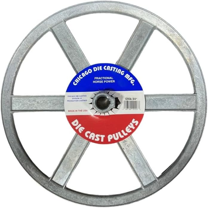 Chicago Die Cast 1200A Single V-groove Pulley 12" OD 3/4" Bore