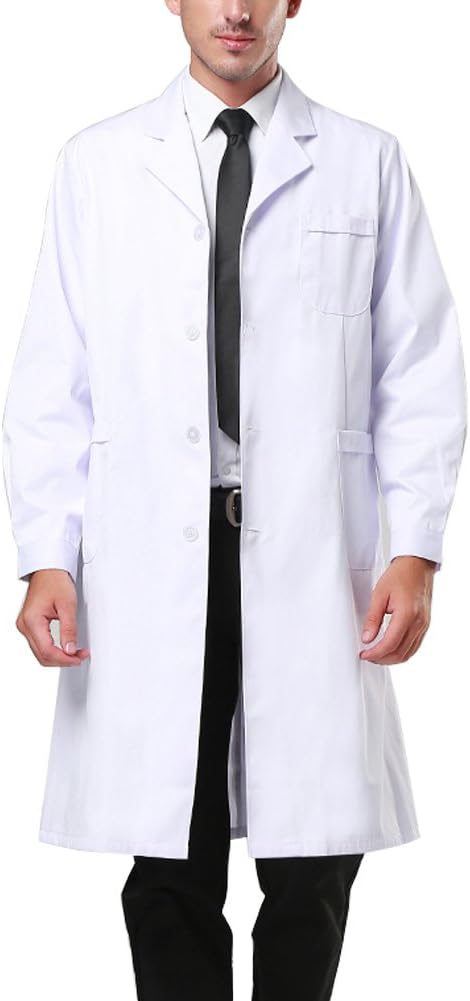 Professional White Long Sleeve Lab Coat Workwear Uniform for Women and Men
