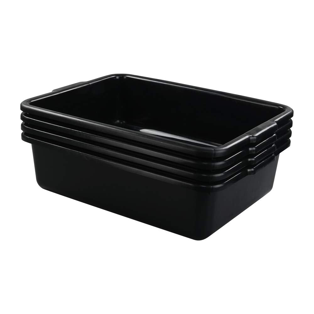4 Packs Plastic Bus Boxes/Bus Tubs, 13 L Black Commercial Bus Boxes