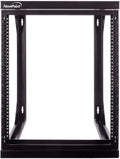 NavePoint 12U Server Rack with Swing Gate - Wall Mount Rack for 19 Inch IT Equipment Open Frame Rack – Network Rack Wall Mount for AV & Server Equipment 18” Deep Rack, Black