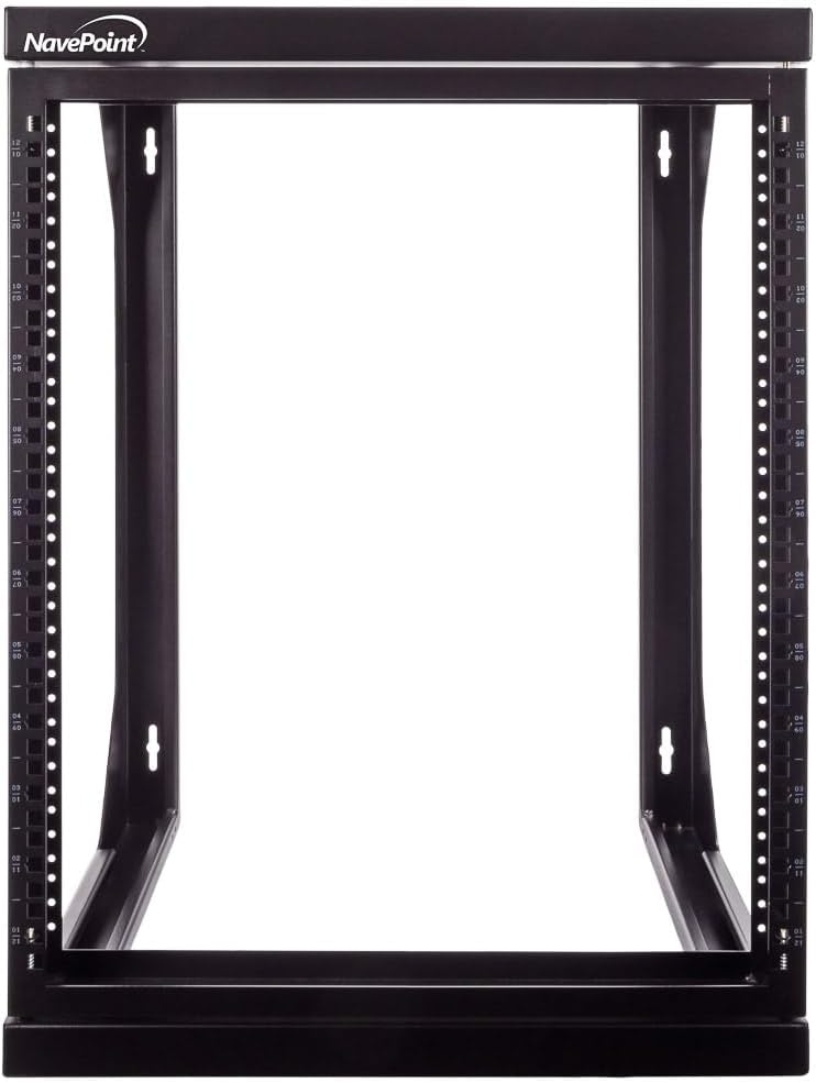 NavePoint 12U Server Rack with Swing Gate - Wall Mount Rack for 19 Inch IT Equipment Open Frame Rack – Network Rack Wall Mount for AV & Server Equipment 18” Deep Rack, Black