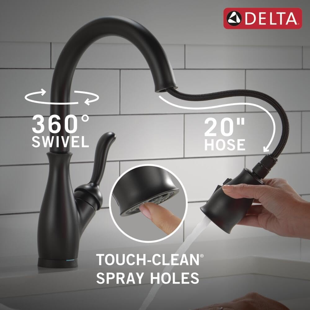 Leland Matte Black Touch Kitchen Faucet with Pull Down Sprayer, Traditional Single Hole Touch On Kitchen Sink Faucet