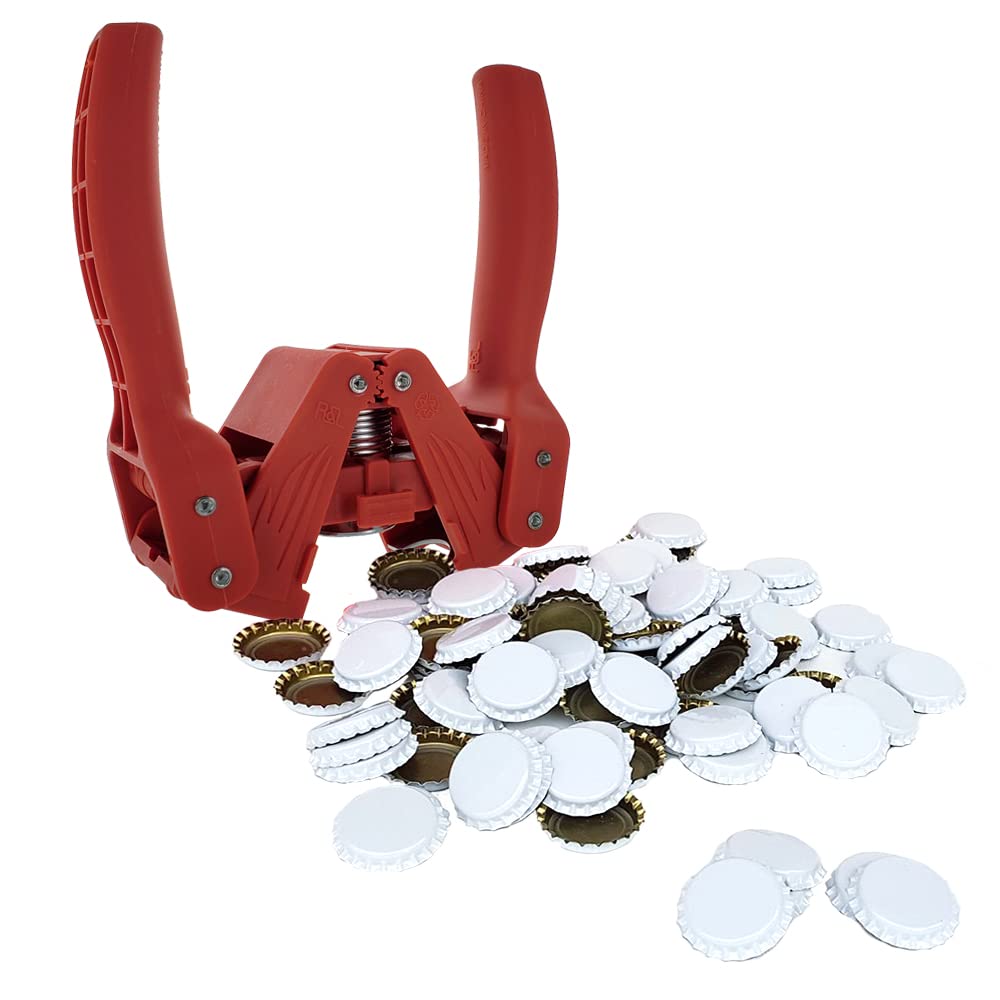 The Red Beauty Bottle Capper with White Oxygen Barrier Crown Caps-144 Count