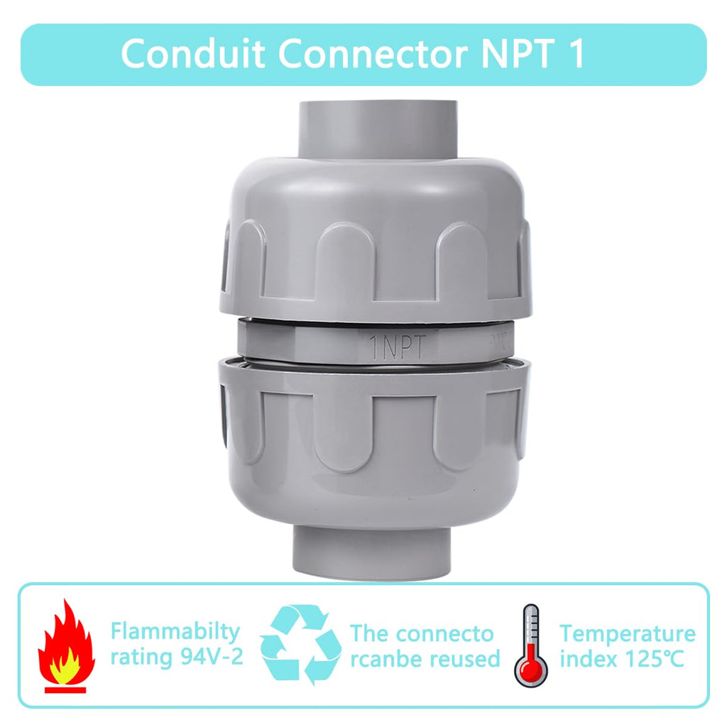 (2 Pcs) NPT 1 Double Conduit Liquid-Tight Connector Straight