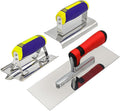Concrete Tools Set 3 PC Stainless Steel Flat Finishing Trowel (11" x 4") plus Concrete Edger (6" x 3", 1/2"R) and