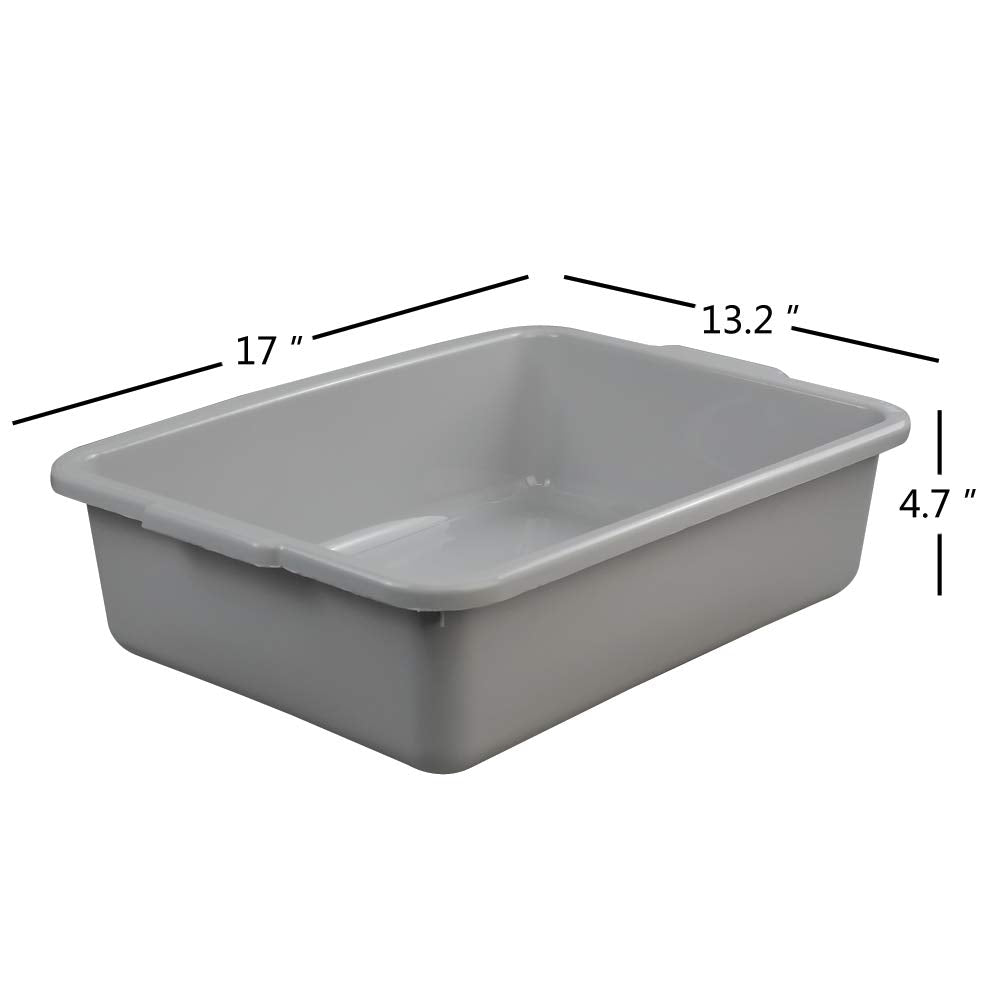 Plastic Dish Tubs, Commercial Bus Tote Box, 3-Pack(Grey, 13L)