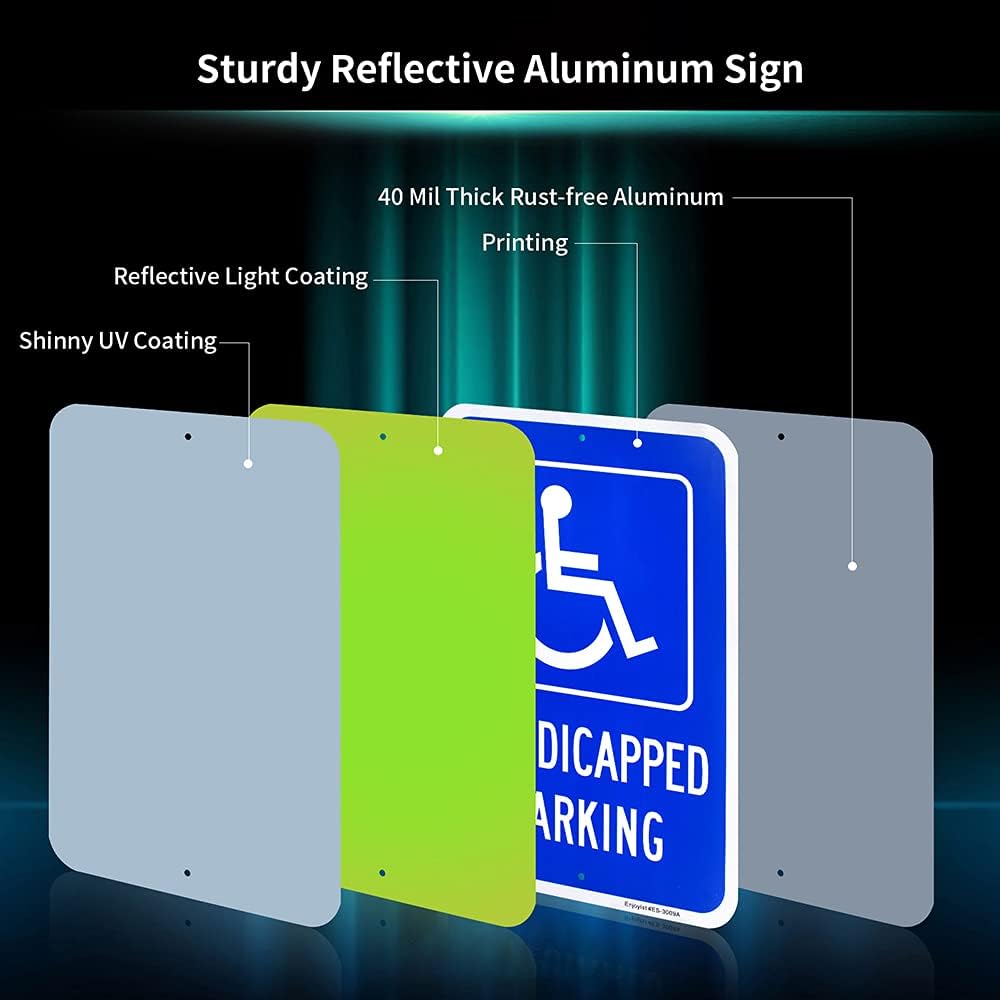 Large Handicap Parking Sign, Handicapped Sign, 18"x 12" .040 Rust Free Aluminum – Reflective, UV Protected and