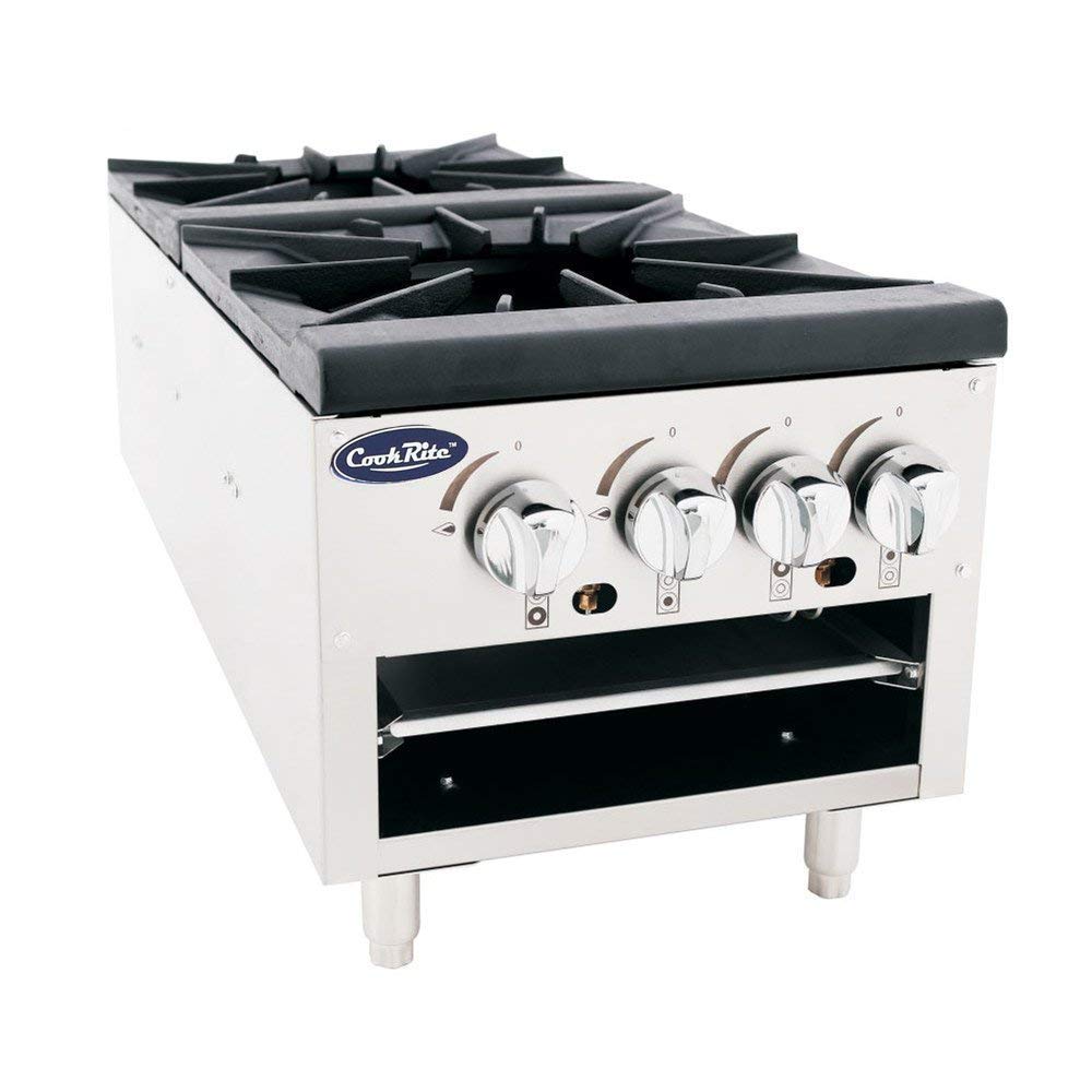 Atosa CookRite ATSP-18-2L 18" Heavy Duty Countertop Hot Plate Stock Pot Range for Food Truck | 17.9"H x 18"W x
