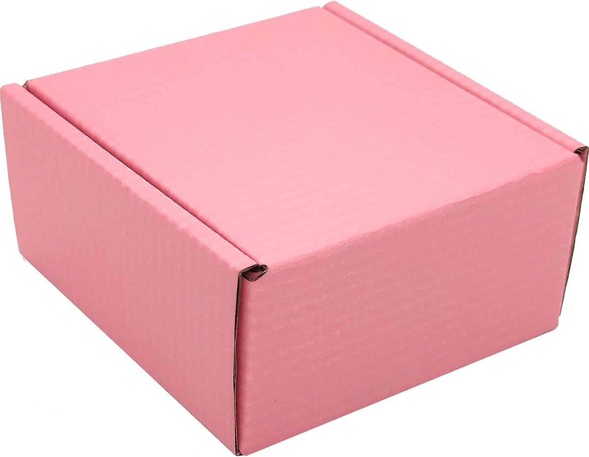 4x4x2 Shipping Boxes Set of 50, Pink Mailer Corrugated Cardboard Box