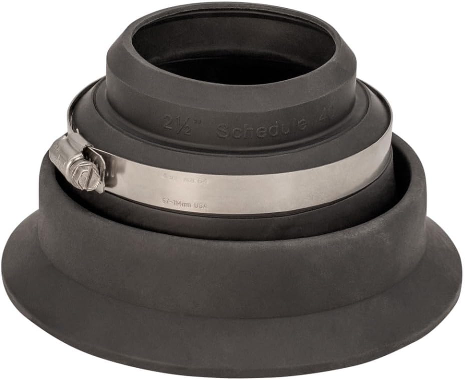 Roof Pipe Flashing Collar Repair Boot for 2.5″–3″ Vent Pipes — Thermoplastic Rubber Roof Vent Boot with Stainless