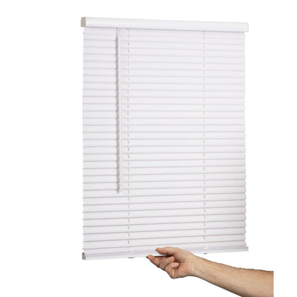 Cordless Mini Blind, 1" Vinyl Slats, 18" Wide x 72" Long - White, Window Blinds for Home and Office, Interior Door