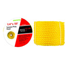 1/4 Inch × 50 FT Yellow Twisted Polypropylene Rope