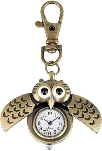 Flip Open Owl Keychain Watch Pendant Tortoise Car Heilicopter Pocket Watch with Key Ring