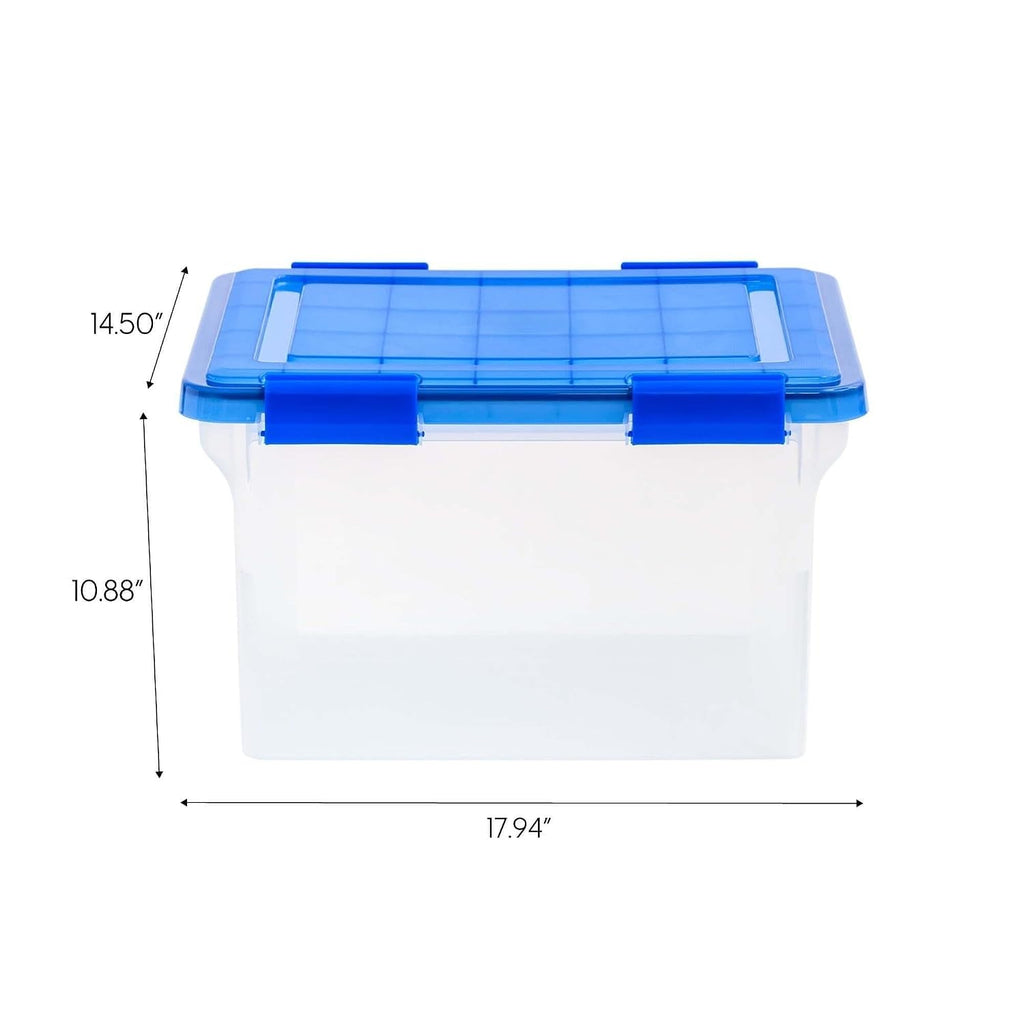 32 Quart Clear Plastic File Storage Box with Gasket Sealed Lid, Legal Size Airtight Document Organizer Bin, Stackable