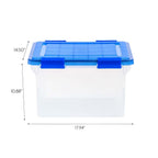 32 Quart Clear Plastic File Storage Box with Gasket Sealed Lid, Legal Size Airtight Document Organizer Bin, Stackable