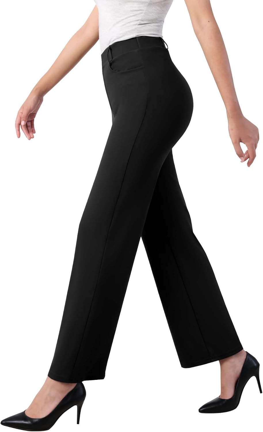 Womens Wide Leg Dress Pants Stretch Work Slacks with Pockets