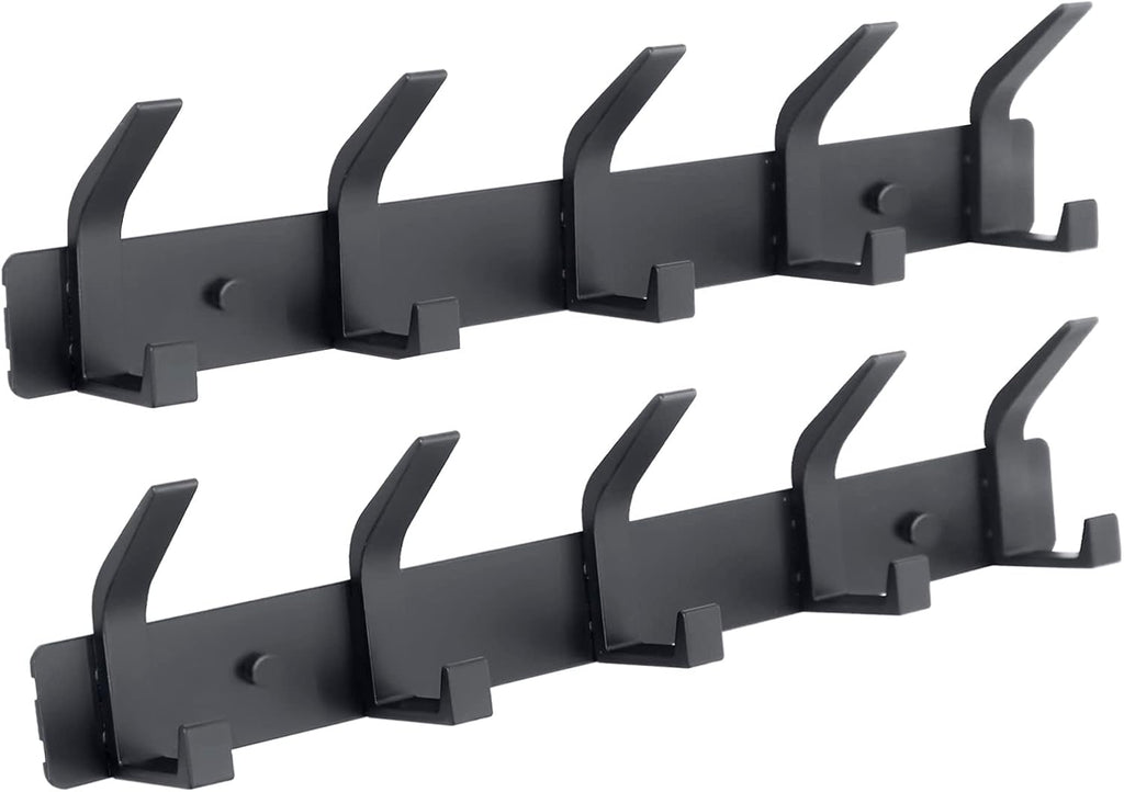 Coat Rack Wall Mounted,5 Coat Hooks for Hanging Coats,Heavy Duty Metal Double Hook Rack Hook Rail,Coat Rack with