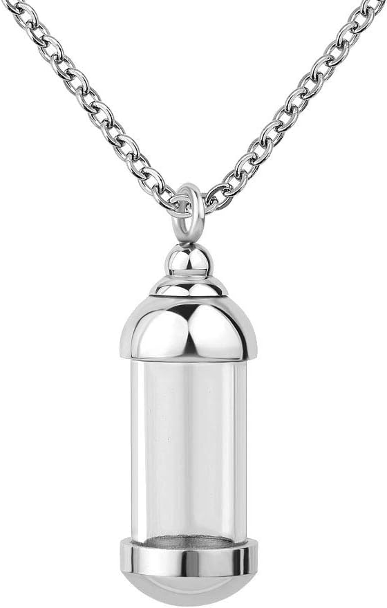 Urn Necklace for Ashes Hourglass Glass Cremation Jewelry Openable Container Pendant Vial Tube