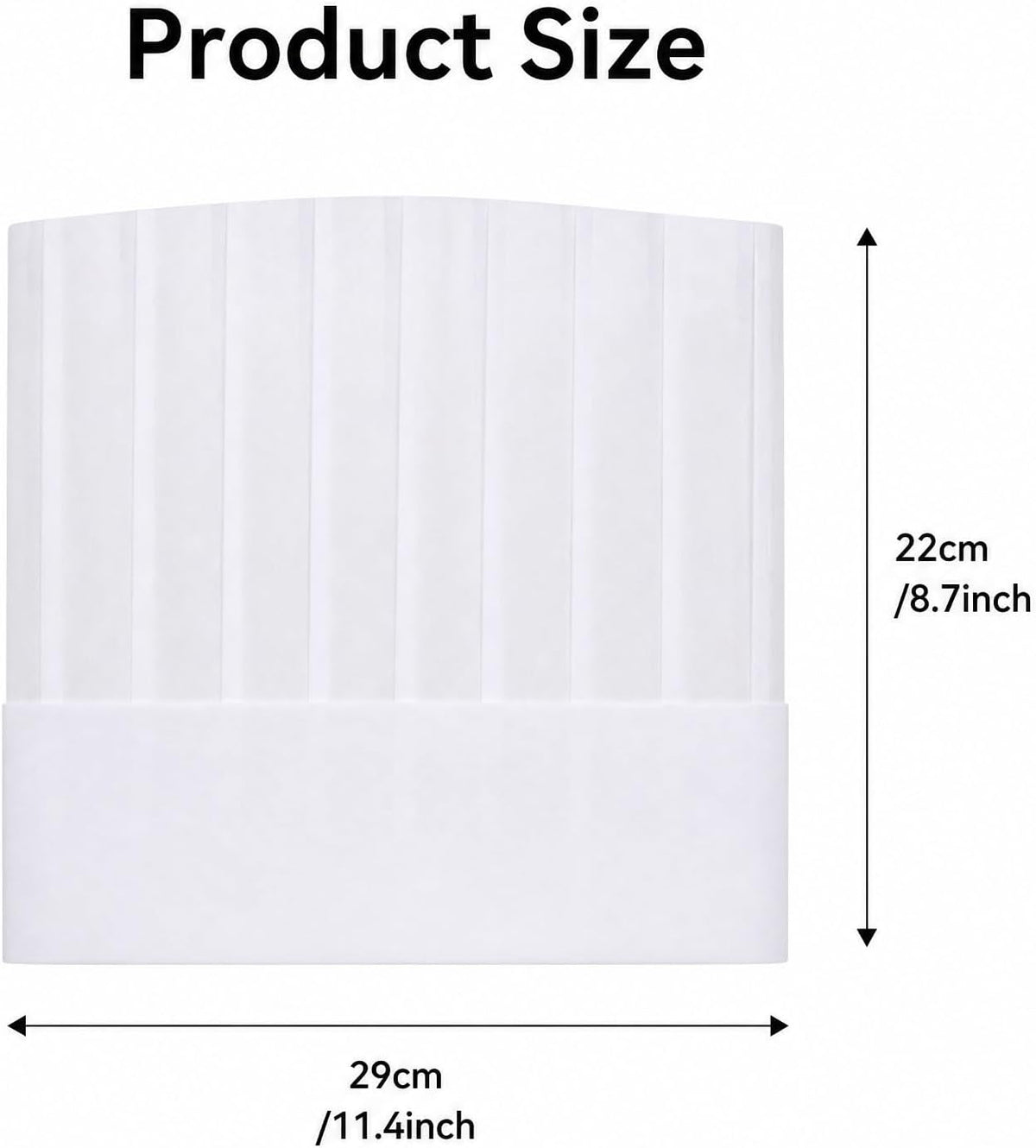 Disposable Paper Chef Hats Adjustable Tall Pleated Kitchen Toques White