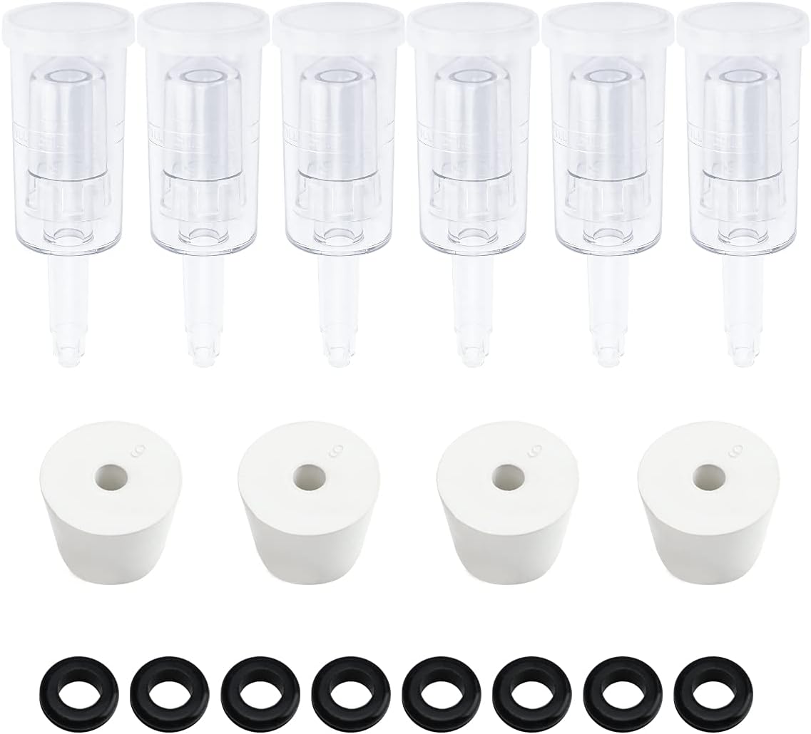 6 Packs 3 Piece Airlocks for Fermenting with #6 Stoppers and Grommets, Air Lock Ferment for Beer Wine Making, Home