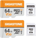 64GB Micro SD Card 2-Pack, V30 4K Video Recording, Surveillance, Security Camera, Dash Cam, Drone, 95MB/s MicroSDXC