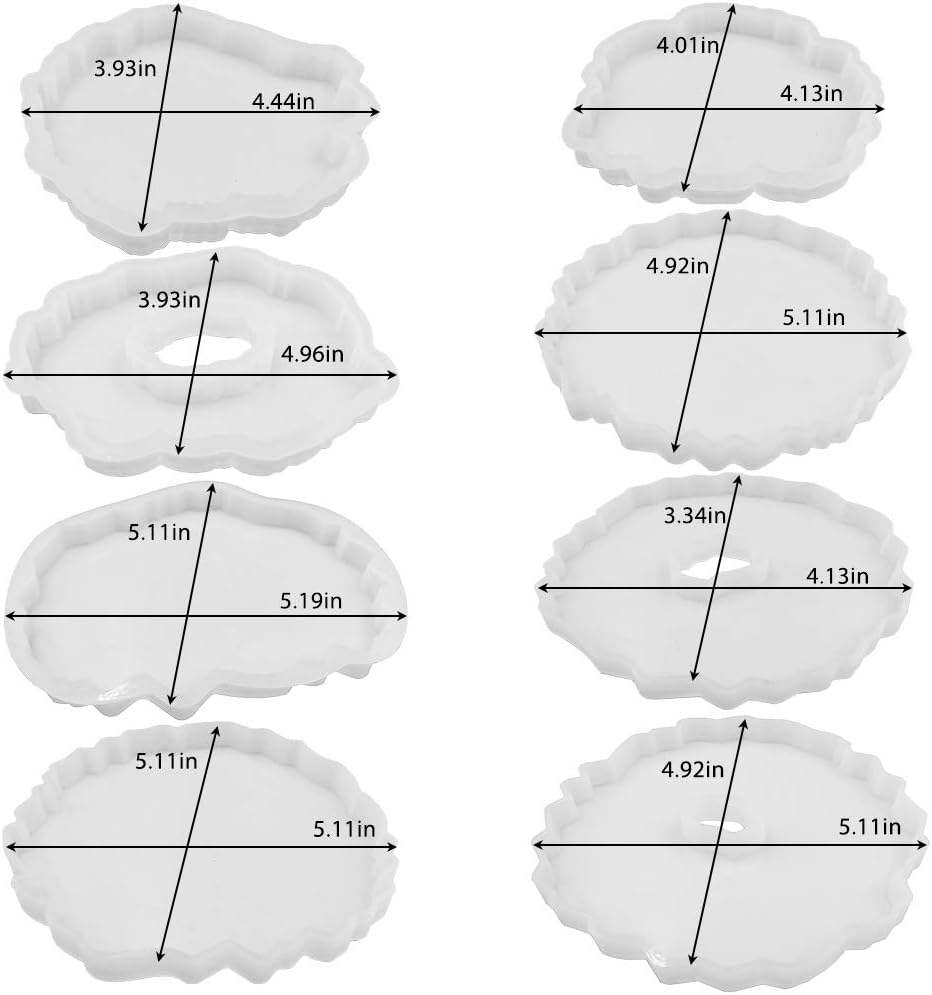 8Pcs Coaster Silicone Epoxy Resin Molds, Irregular Geode Coaster Resin Molds for DIY Crafts, Home Decoration, Making