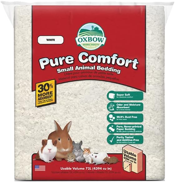 Small Animal Bedding, Hamster, Guinea Pig, Rabbit, White, USA, 72 L | Pure Comfort, Hamster Bedding, Guinea Pig