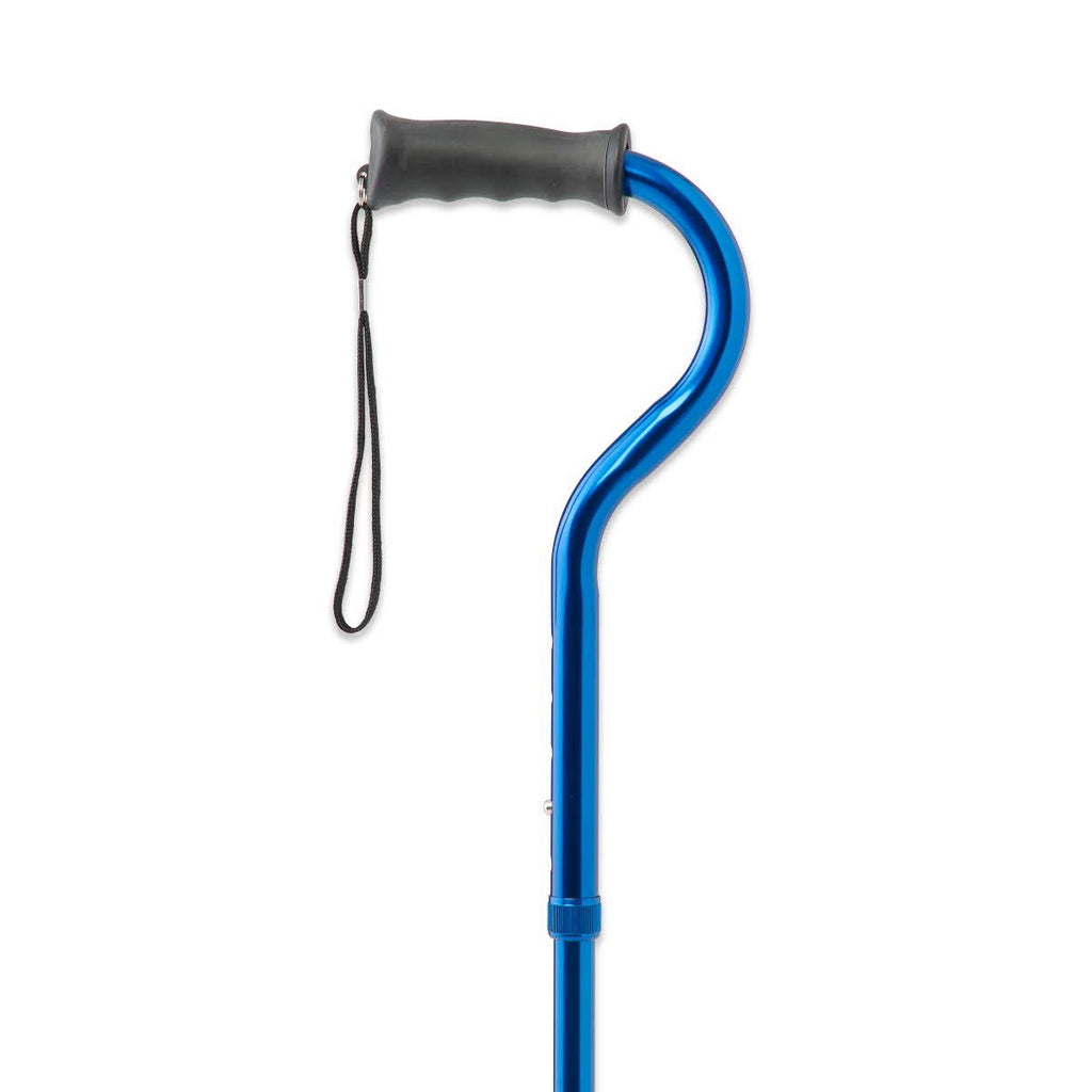 Offset Folding Cane, 4-Point Base With Cushioned Gel Handle, Supports Up To 350 lbs, Blue
