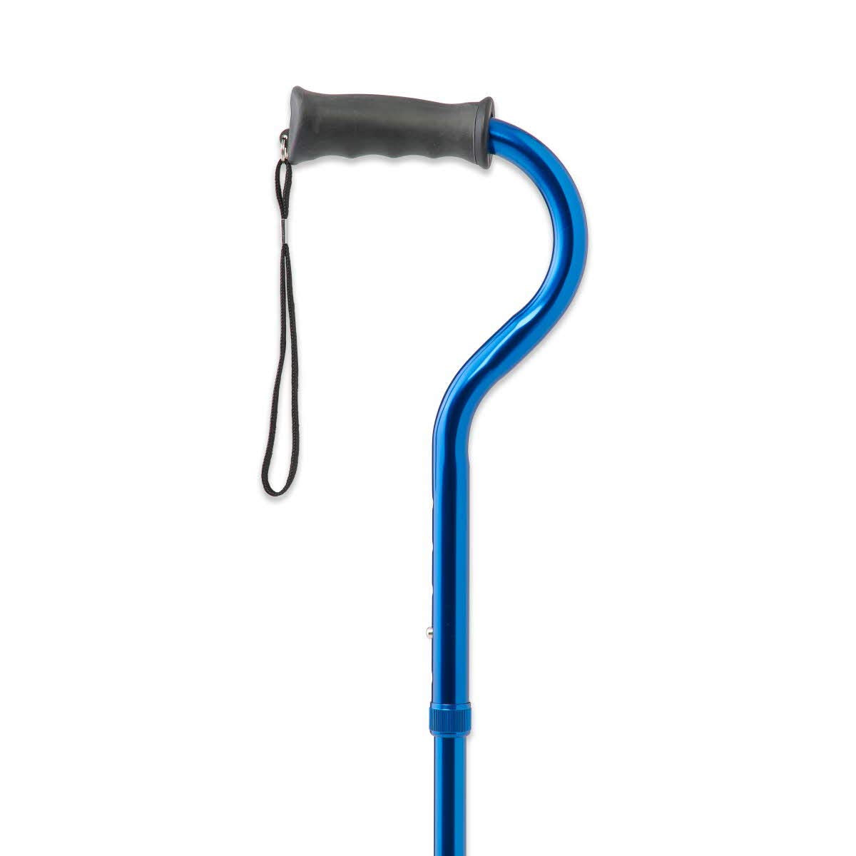 Offset Folding Cane, 4-Point Base With Cushioned Gel Handle, Supports Up To 350 lbs, Blue