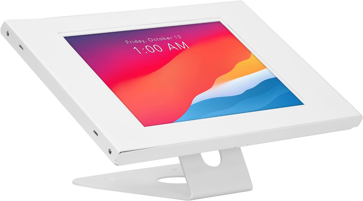 iPad Kiosk Stand, Locking Anti-Theft Tablet Enclosure for Countertop & Wall Mount, 90° Rotating POS Tablet Wall Stand
