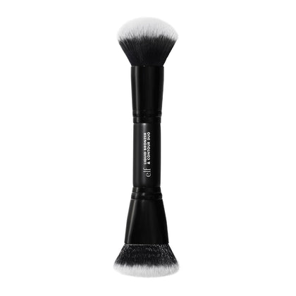 Liquid Bronzer & Contour Duo Brush | Silky Highly Pigmented Formula with Dual-ended Makeup Brush, Synthetic Bristles