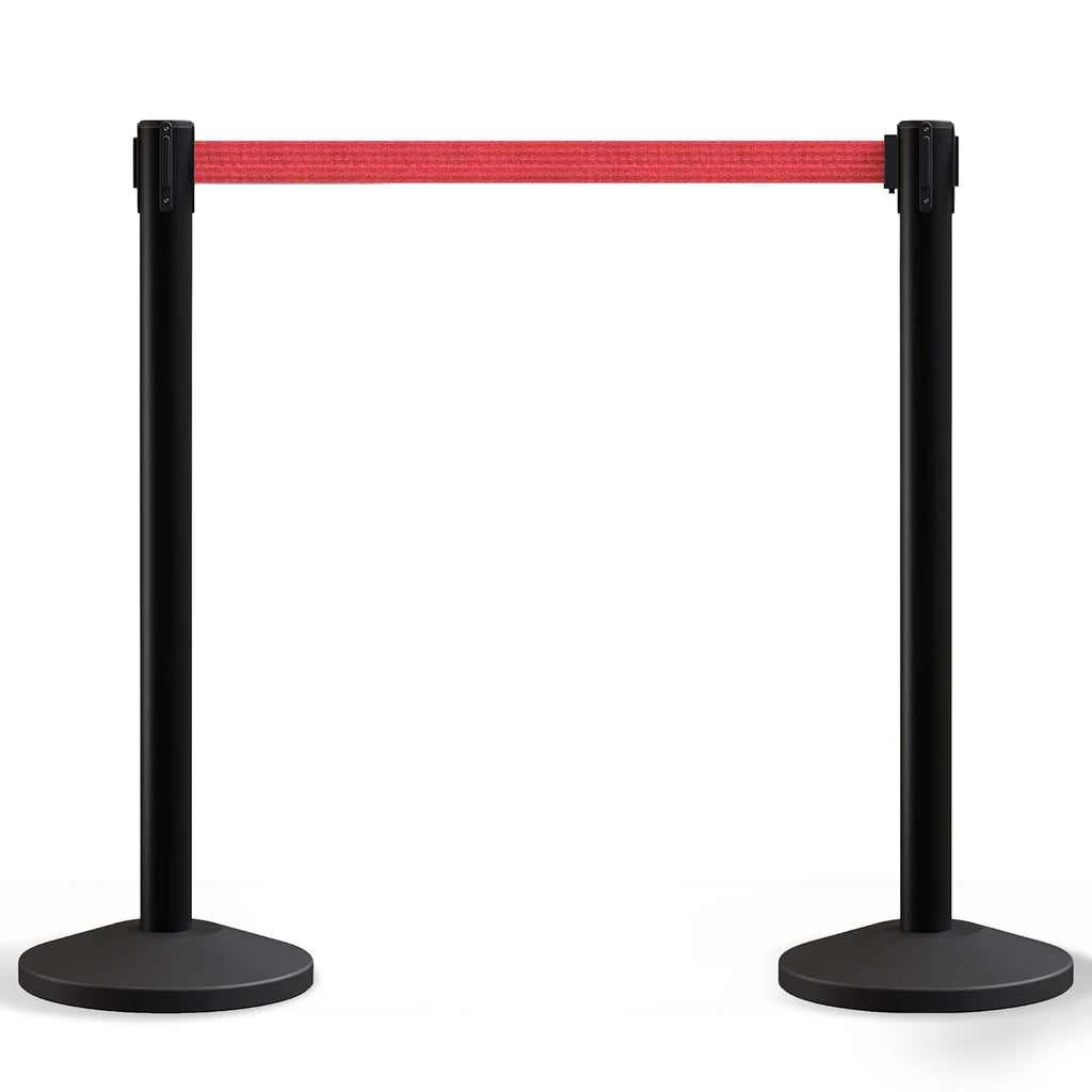 2-Pack Retractable Belt Barriers, 11 Ft Red