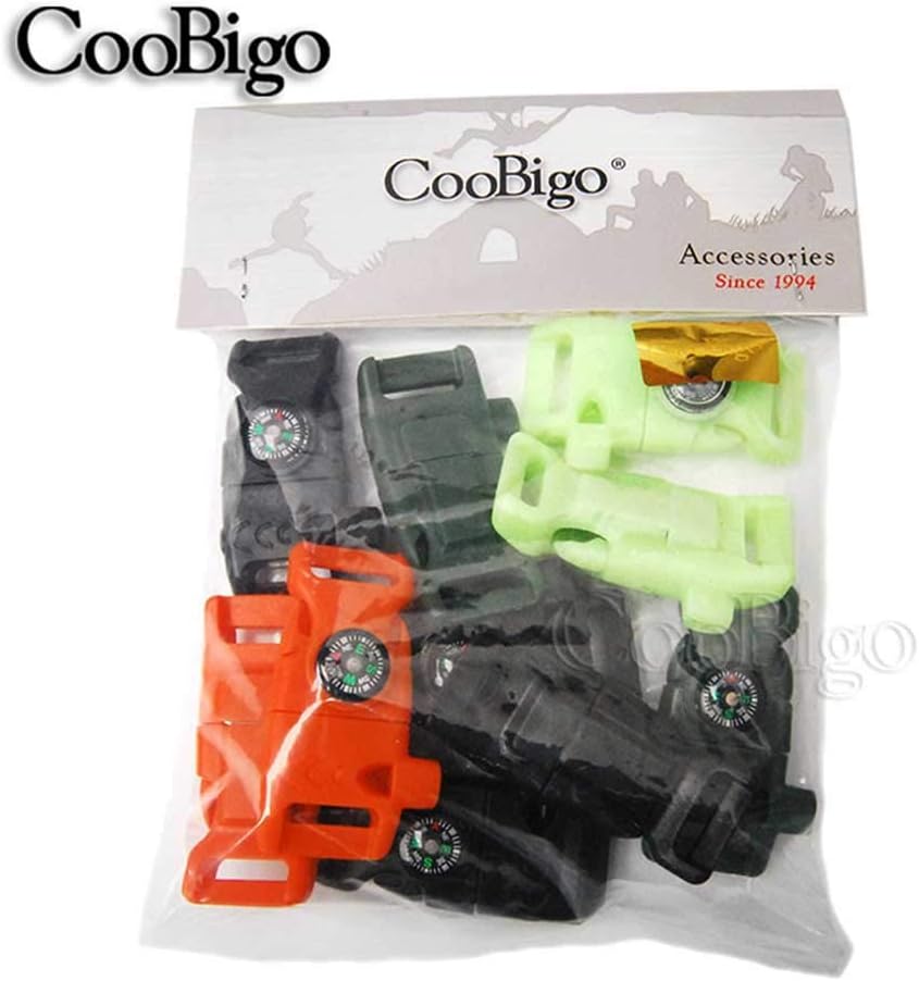 Paracord Buckle with Whistle Compass, Side Release Plastic Buckles for Paracord Bracelet
