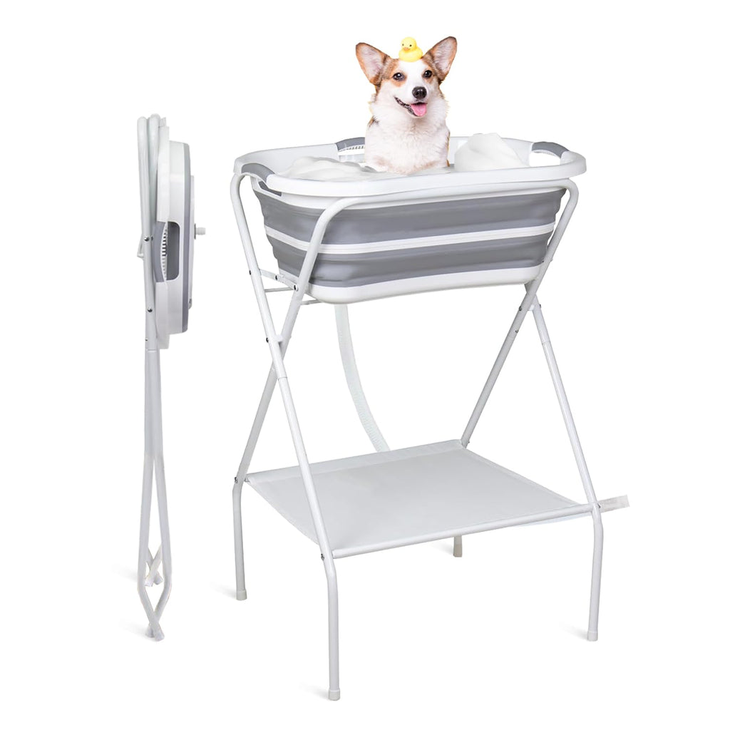 Portable Dog Bath Tub and Dog Washing Station, Collapsible Elevated Pet Tub for Bathing, Showering, Grooming, Pet