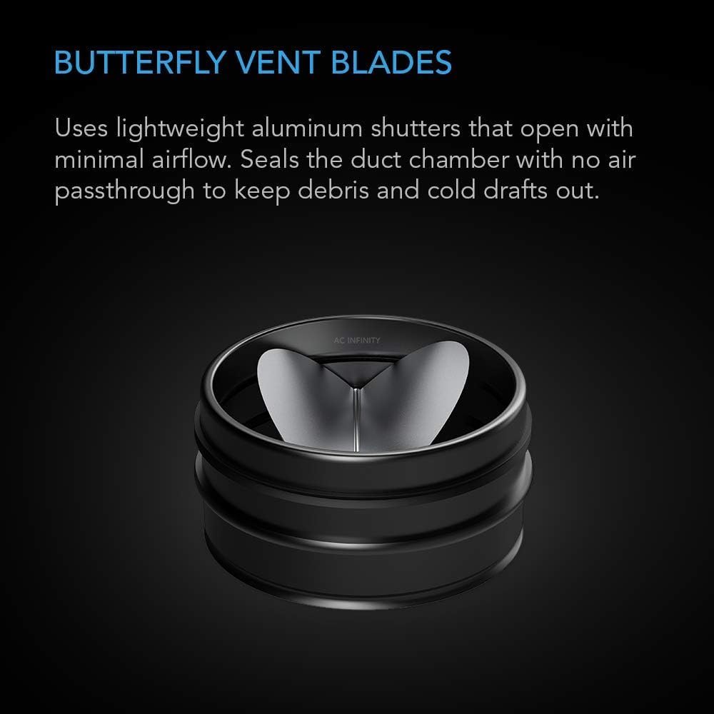 6" Backdraft Damper One-Way Airflow Ducting Insert. | With Spring-Loaded Folding Blades for 6” Ducting in Range Hoods