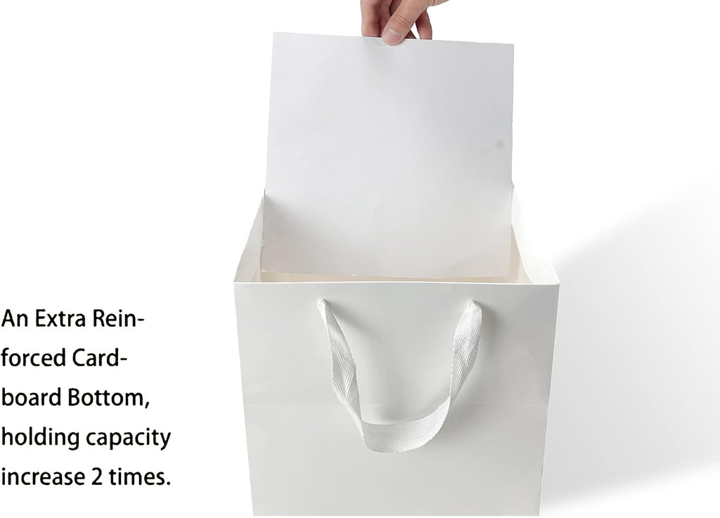 Large White Gift Bags with Handles, 24 Pack, 10x10x10 IN