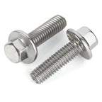M6-1.0 x 45mm Flanged Hex Head Bolts Flange Hexagon Screws, Stainless Steel 18-8 (304), Plain Finish, 20 PCS