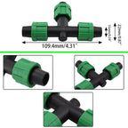 Drip Irrigation Tee Fittings Universal Barbed Locking 3-Way Connectors