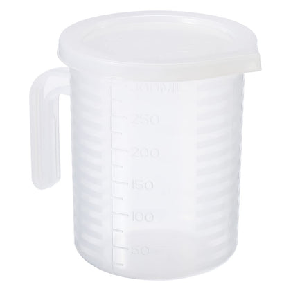 Graduated Beaker, 250ml PP Plastic Liquid Measuring Cup Double Sided Graduations with Handle Lid and Spout for Lab