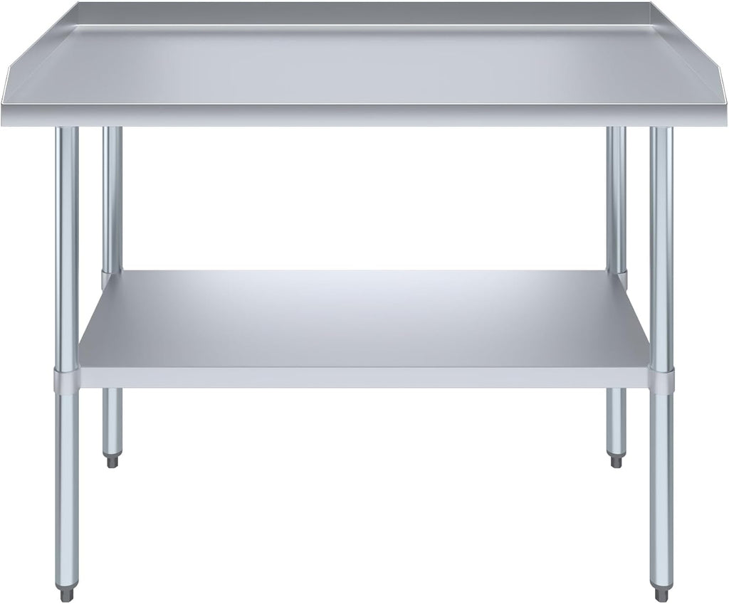 Commercial Work Table with Backsplash and Sidesplashes | Height: 35" | Stainless Steel Prep Table for Kitchen