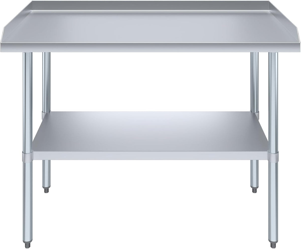 Commercial Work Table with Backsplash and Sidesplashes | Height: 35" | Stainless Steel Prep Table for Kitchen