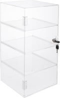 4 Shelf Acrylic Display Case with Lock, Clear Locking Countertop Showcase | Clear Acrylic Countertop Display Case for