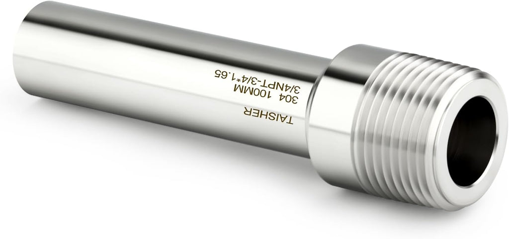 TAISHER 5PCS 304 Stainless Steel Pipe Fittings, 3/4" NPT Male Threaded, 4" Length Weld Nipple Cast Pipe