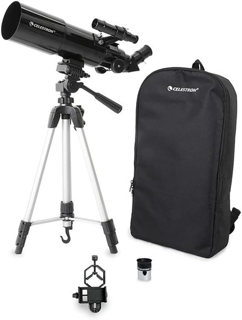 Travel Scope 80mm Telescope Kit with Backpack, Smartphone Adapter | 80mm Refractor Telescope Kit, Large Lens for