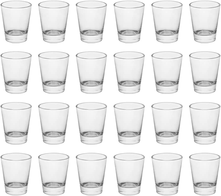 Heavy Base Shot Glasses, 1.5 oz Sets of Clear Shot Glass (24 Pack), Measuring Cup for Espresso, Liquid, and Wine