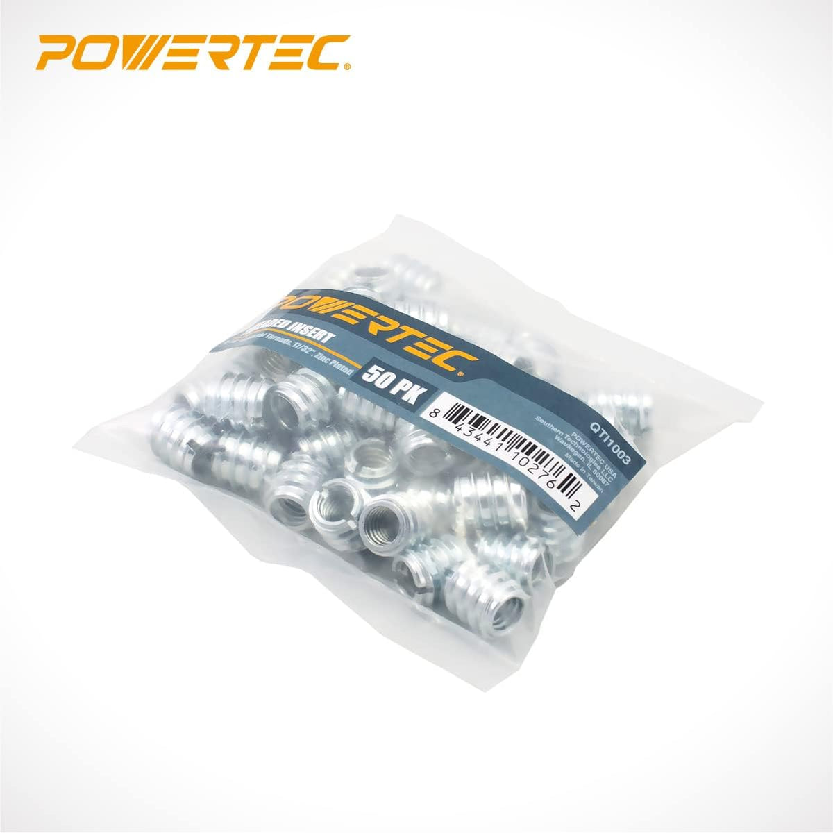 POWERTEC 50 Pcs 5/16'-18 Threaded Inserts | Nut Inserts, Screw Inserts for Hardwood, Softwood, Desk & Furniture | 13.8mm Length (QTI1003)